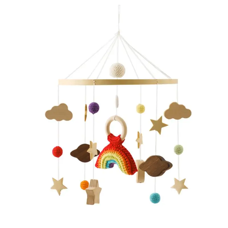 

Newborn Crib Bell Wooden Soother Toy For Newborns Rotating Decorative Wind Chime Crib And Bed Bell For 0-3 Year Old Babies Boys