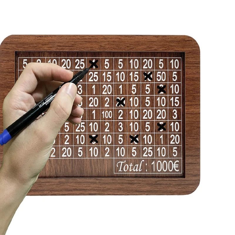 Wooden Money Box 1000/3000/5000/10,000 Euro Reusable with Savings Target and Number Box Home Decoration