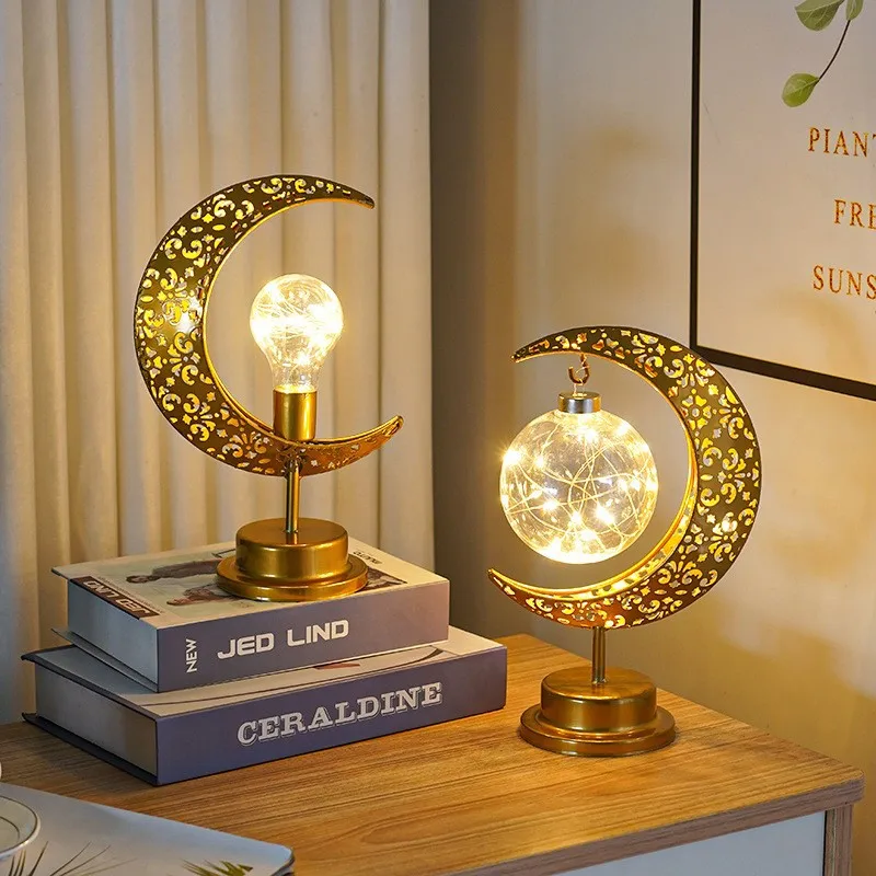 

Ramadan LED Light Eid Mubarak Decoration 2023 Iron Art Moon Star for Home Ramadan Kareem Islamic Muslim Festival Party Supplies