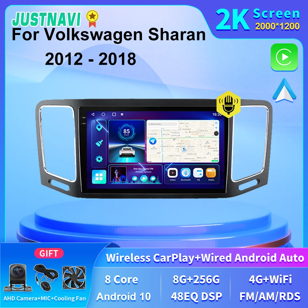 

JUSTNAVI 2K Screen Autoradio 4G LTE Android Car Radio Player For Volkswagen VW Sharan 2012 2013 2014 2015 2016 2017 2018 Carplay