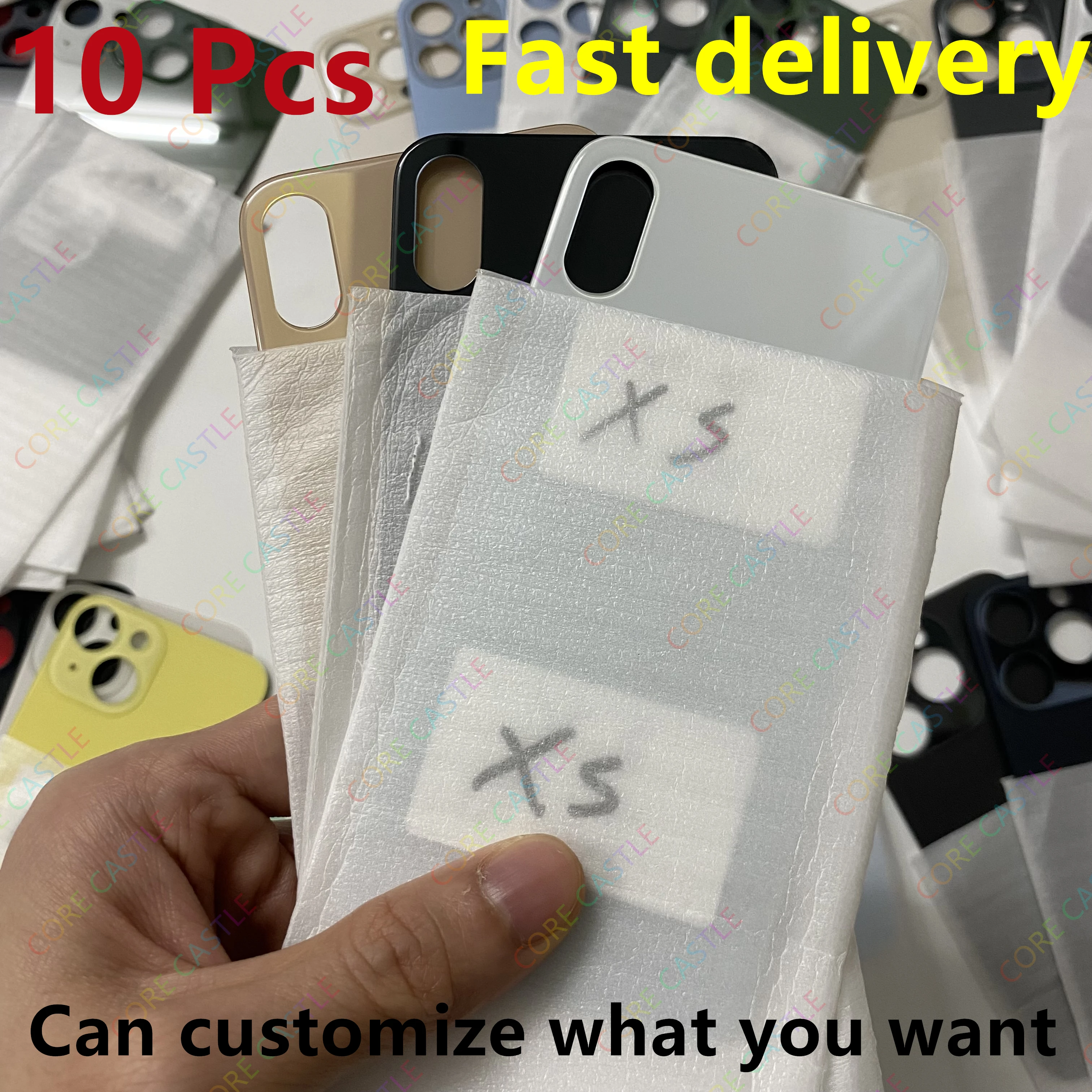 

10Pcs For iPhone XS Back Glass Panel Battery Cover Replacement Parts High quality Big Hole Camera Rear Door Housing Case Bezel