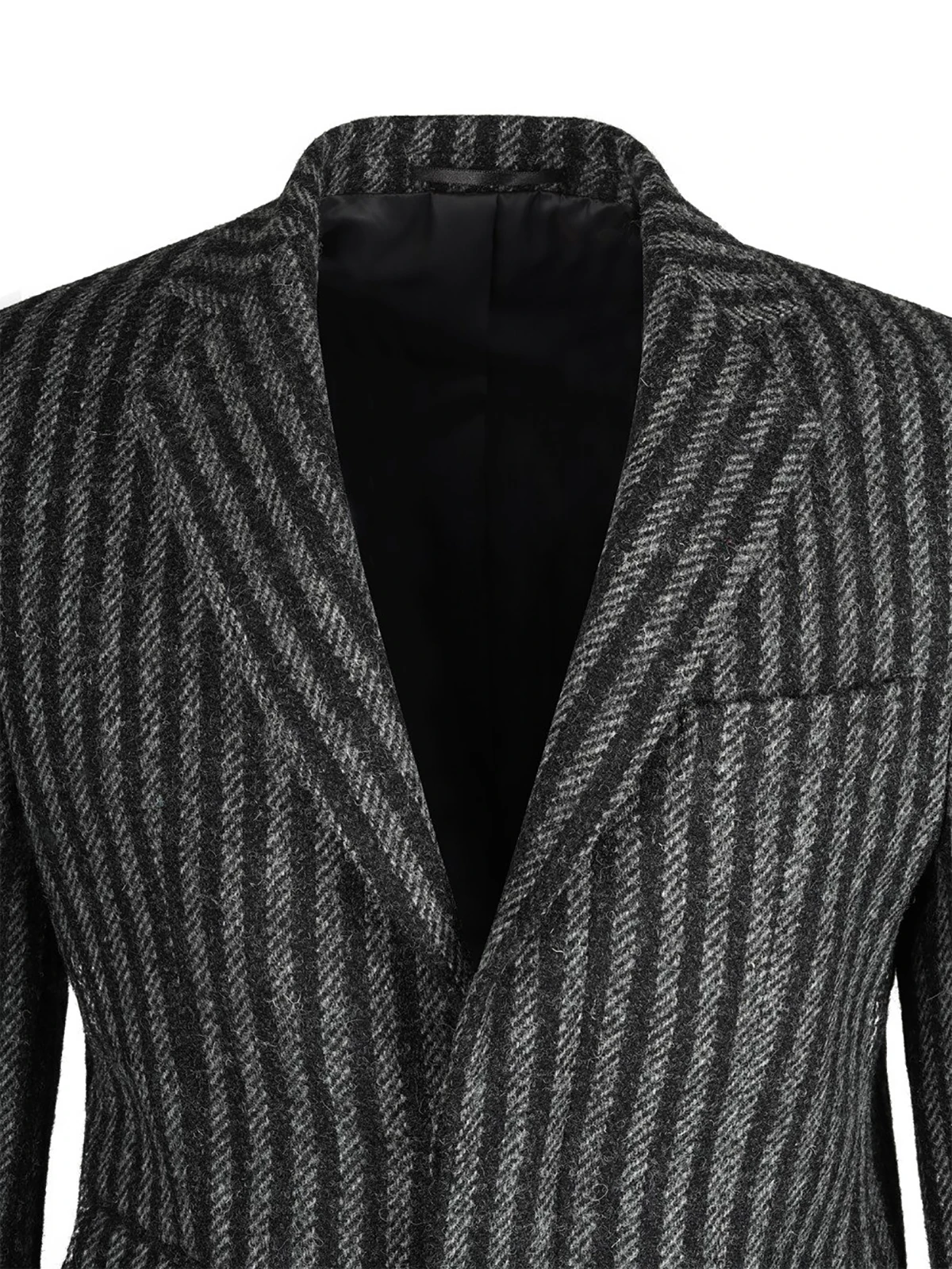 Winter Pinstriped Long Coat For Men Slim Fit Windbreak Woolen Overcoat Business Office Jacket Custom Made