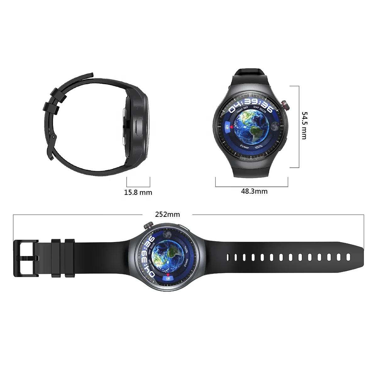 AMOLED  ũ SIM ī, DM80 4G GPS Ʈ ġ, 1.43 ġ Ʈġ, 뷮 ͸, 1000mAh
