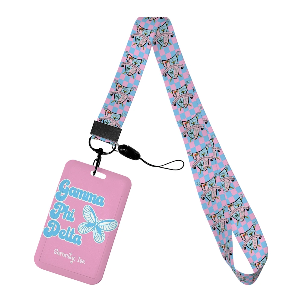 New Arrival Gamma Phi Delta Sorority Plastic Card Holders Keychain Work Card Bus Access Card Holder PVC Keychains Sister Gifts 6