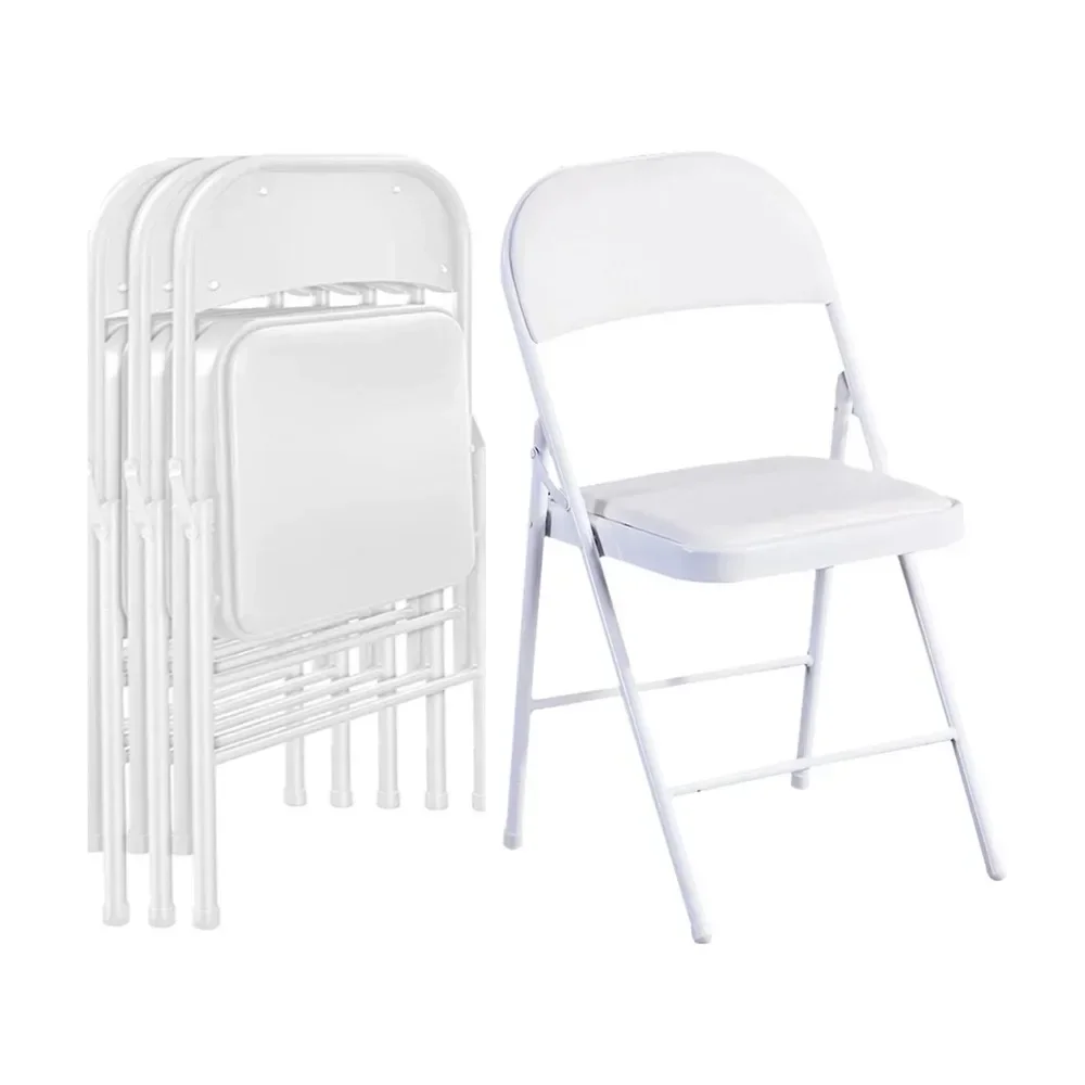 Folding Chair (4 PACK) Vinyl Padded Seat Metal Frame Home Office, Conference Chair,  party chair, Camp Folding Chair white skull metal never rusts curacao vinyl lp