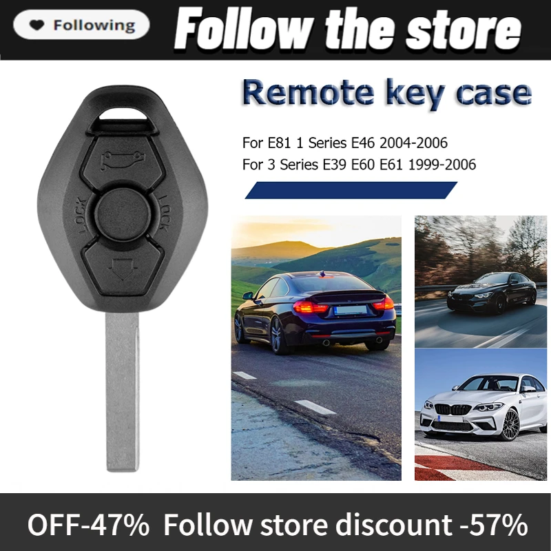 3 Buttons Remote Car Key Fob Case Shell Replacement Car Key Shell Car Remote Key Car Key Key Shell Key Case for BMW E81 E46 E39 E60 E61 E63 E38 E83 Car Accessories