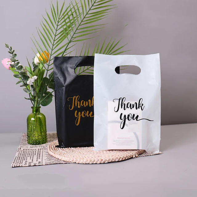 100/50/10 pièces sacs cadeaux de remerciement emballage cadeau d'anniversaire de mariage sacs de magasin en plastique emballage de magasin de pâtisserie de bonbons pour petites entreprises 5