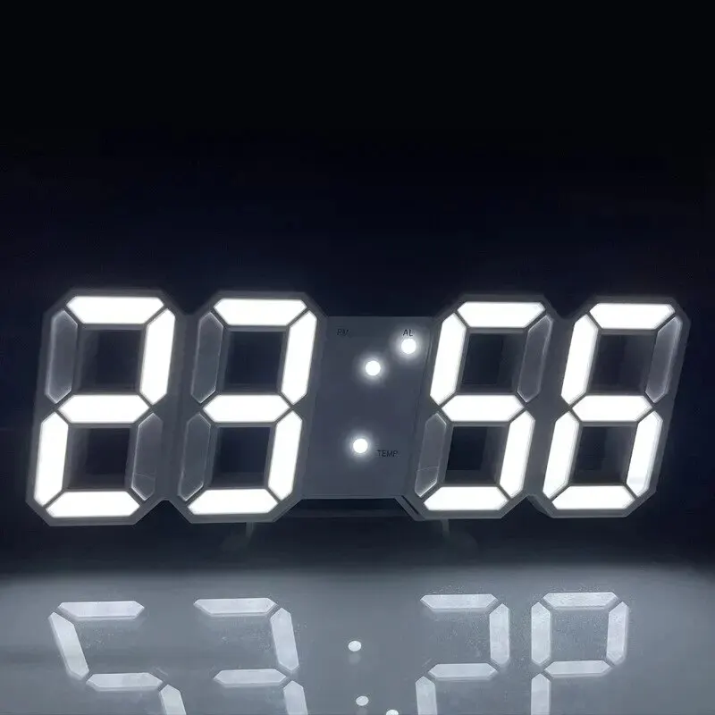 3D LED Digital Clock Luminous Fashion Wall Clock Multifunctional Creative USB Plug in Electronic Home Decoration