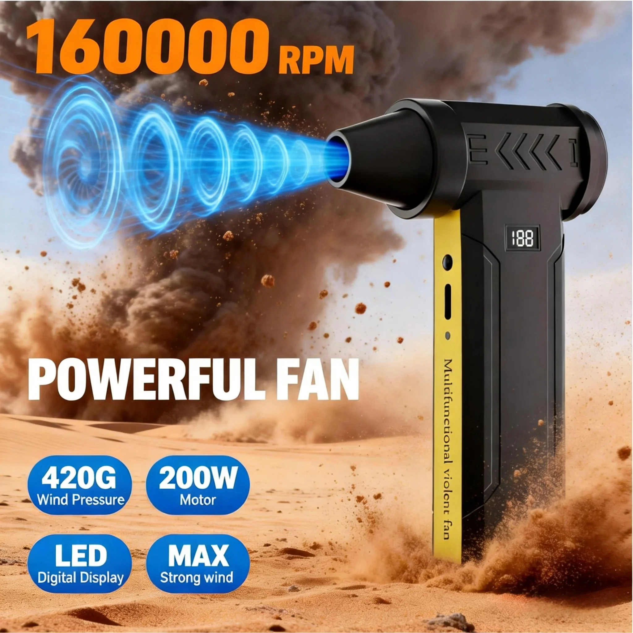 Micro High Rpm Fan 160000 RPM Mini High Speed Brushless Fan Super Powerful Blower for PC ...