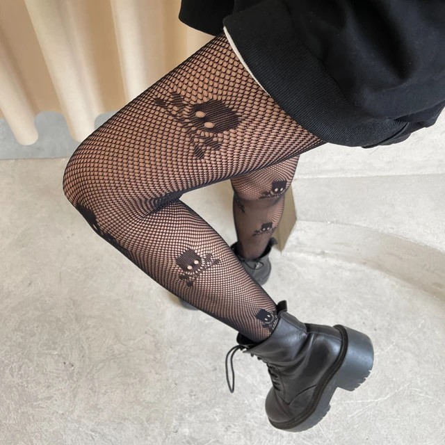 Socks Hosiery Skull Fishnet Stocking Womens Hollow Garter Bat