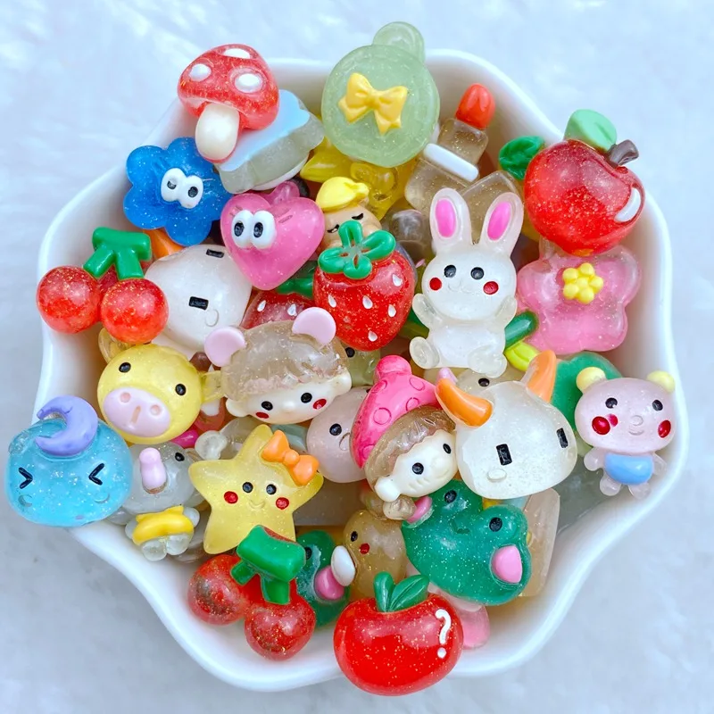 20Pcs New Cute Mini Cartoon Rabbit Star Cherry Resin Flatback - Main Image
