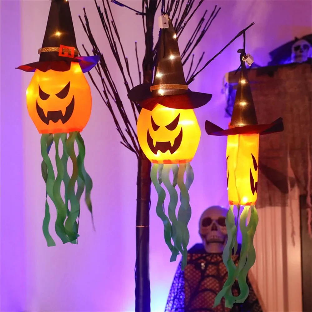Halloween Led Lantern Flashing Hanging Lamp for Halloween Party Festival Decorations Wizard Pumpkin Lantern Lights Decoration halloween lantern lights