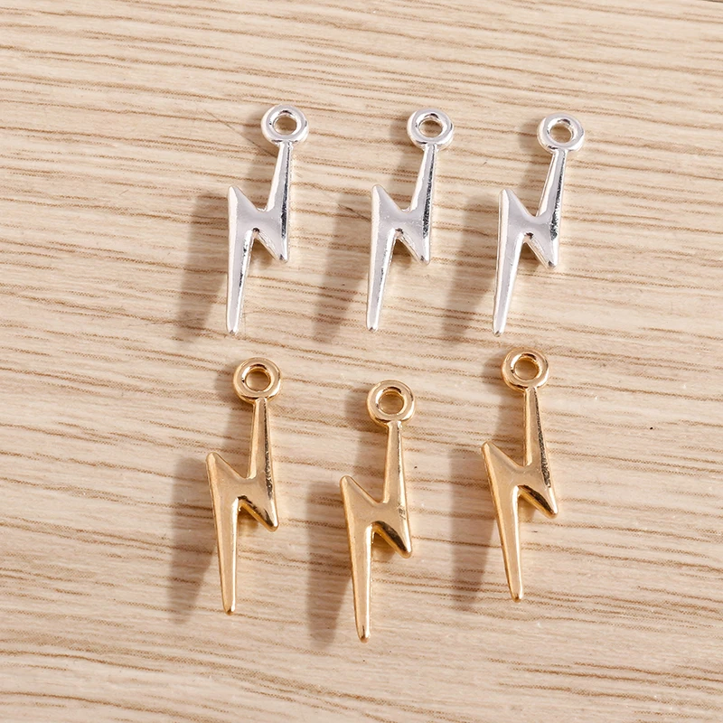 40 Stück 5 x 20 mm niedliche Blitz-Anhänger aus Legierung für die Schmuckherstellung, Ohrringe, Halsketten, Armbänder, DIY, handgefertigte Bastelbedarf – Detail 2