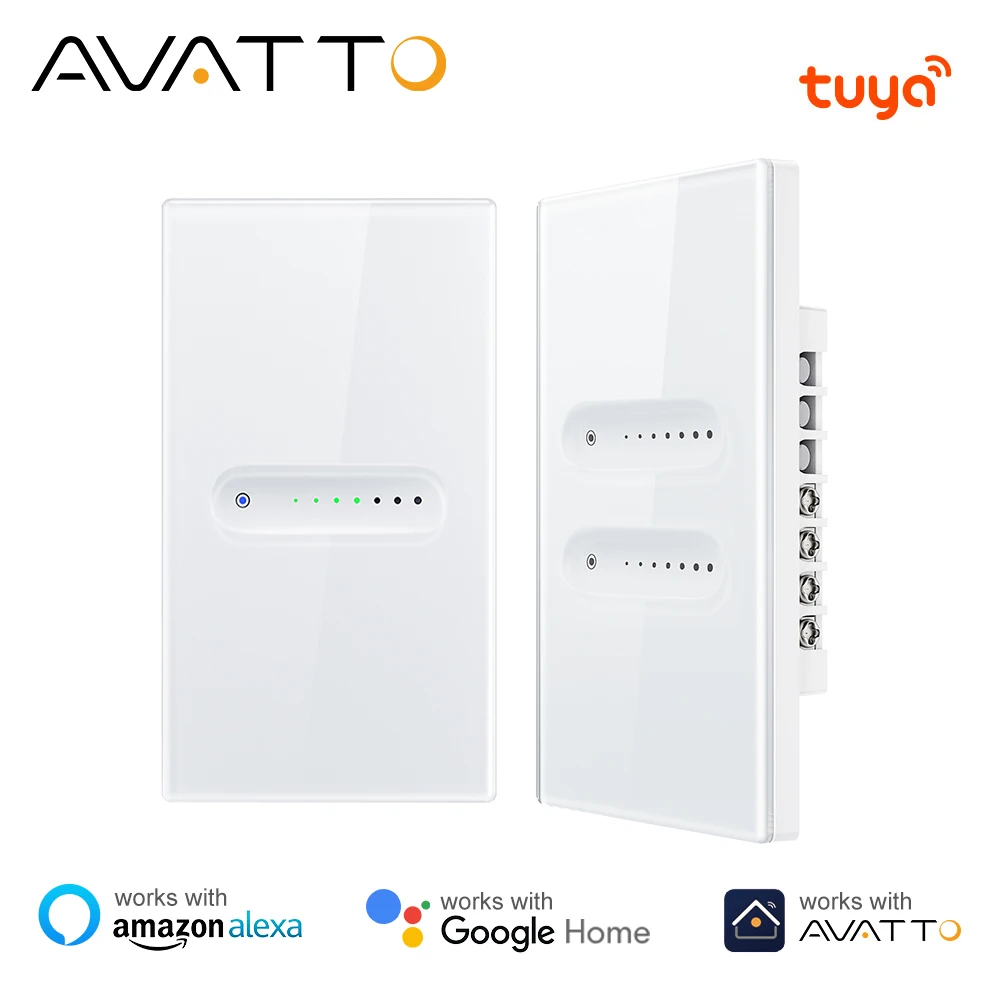 สวิตช์หรี่ไฟอัจฉริยะ AVATTO Tuya WiFi แบบ 1/2 ช่อง สวิตช์หรี่ไฟแบบสัมผัส ควบคุมผ่านแอพ รองรับ Alexa และ Google Home 1