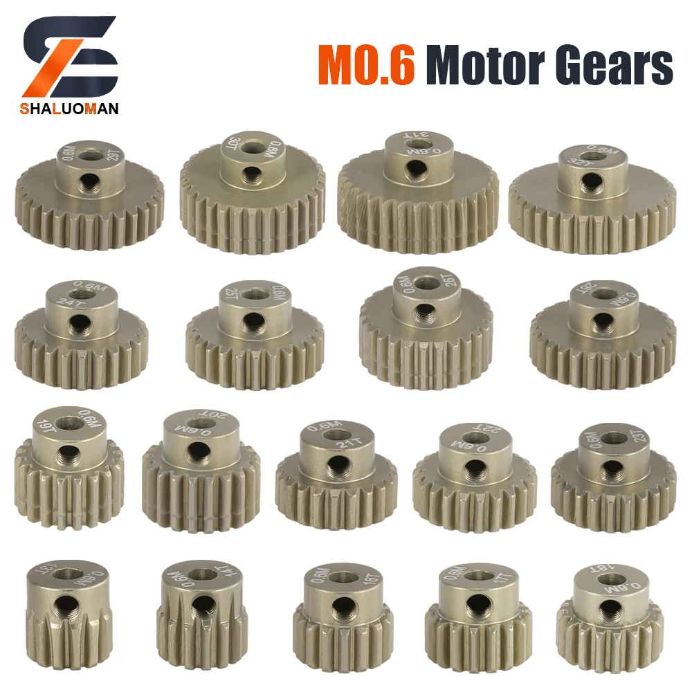 3PCS M0.6 17T-28T Pignone del Motore in Metallo per Auto RC 1/8 con