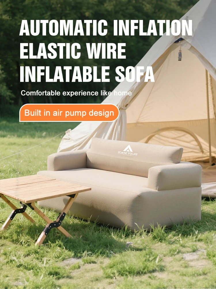 Easy Inflation Air Couch for Indoor and Outside Leisure Single Camping Sofa with Integrated Pump