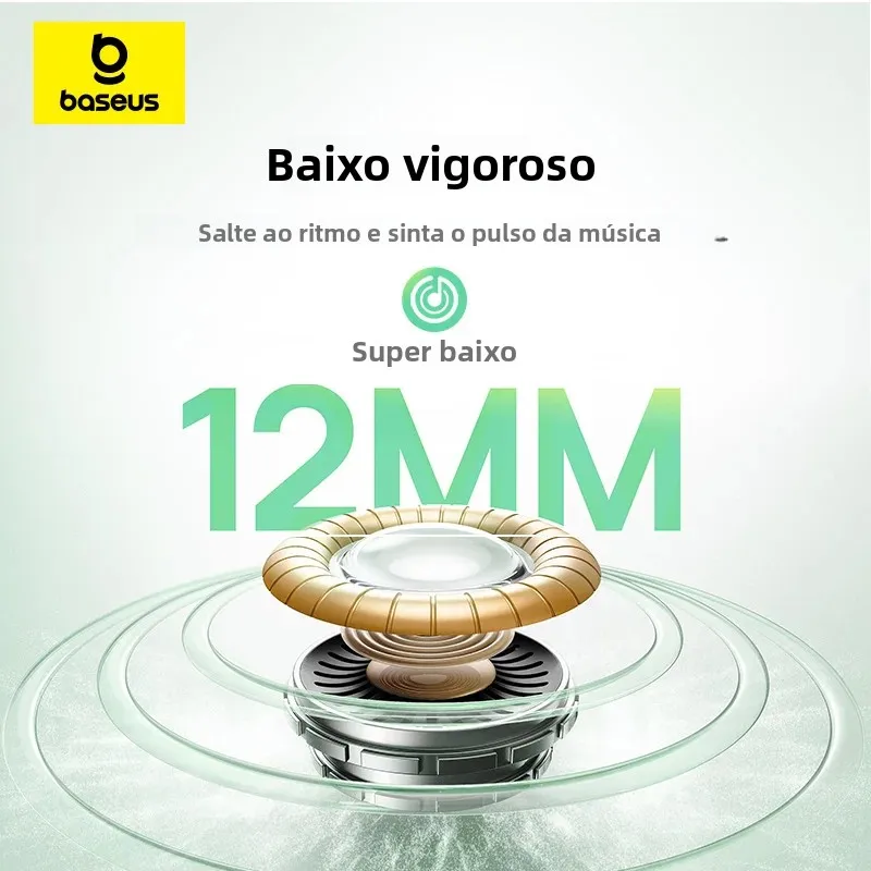 Baseus Bass EP10 NC -43dB com cancelamento de ruído ANC True Wireless Fones de ouvido Bluetooth 6.0 Fones de ouvido intra-auriculares sem fio 4 microfones ENC