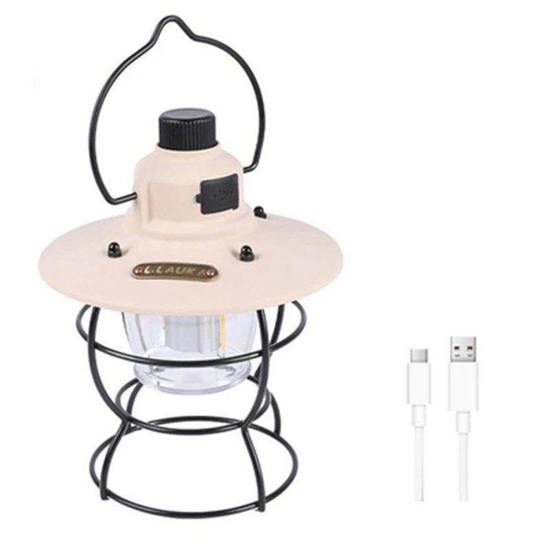 

1 Pcs Retro Camping Lights Waterproof Horse Lanterns USB Rechargeable Emergency Portable Horse Lamp (Milky White)