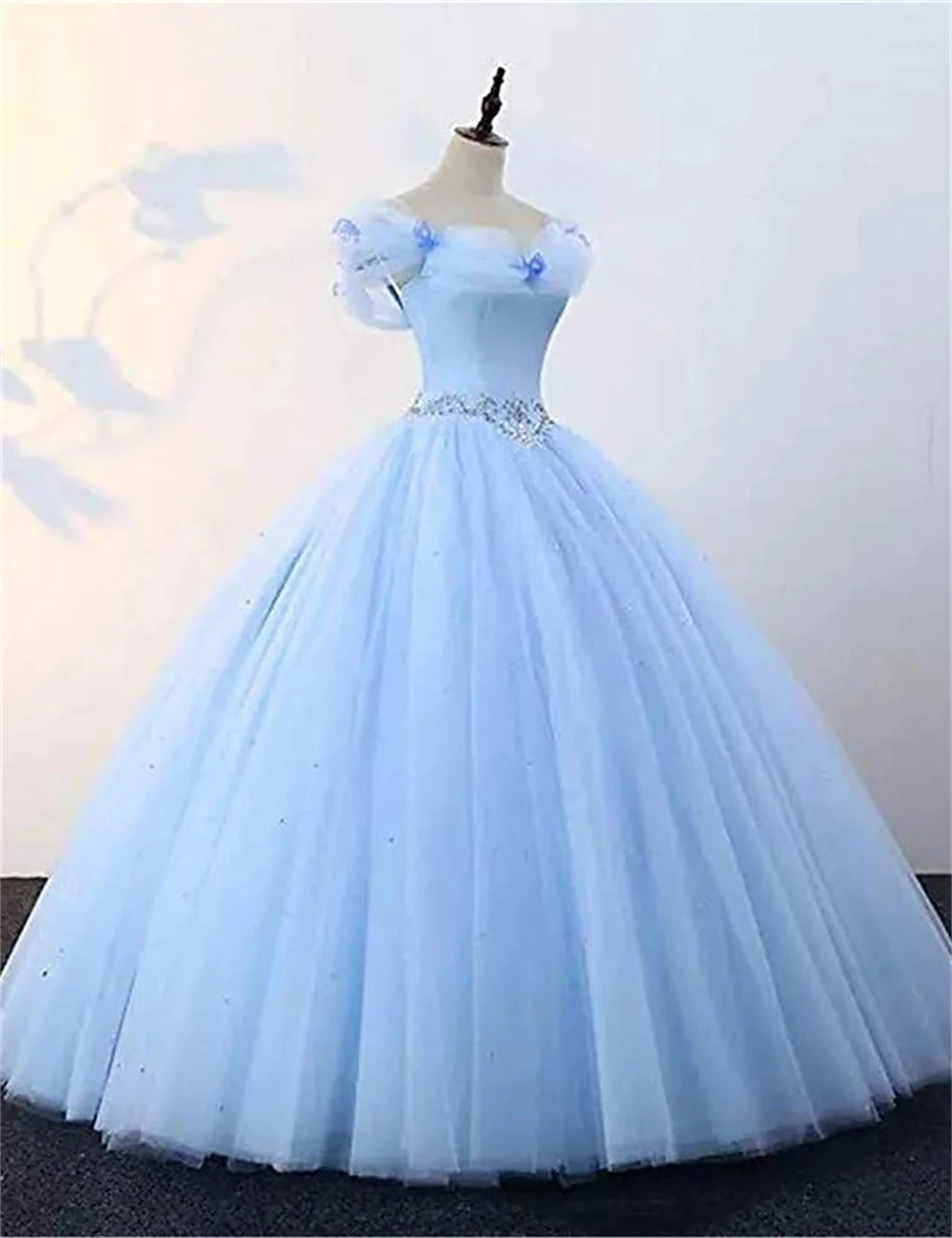 Fancy Quinceanera Dresses Princess Floor Length Sleeveless Off Shoulder Tulle with Beading Butterfly Vestidos De 15 Quinceañera