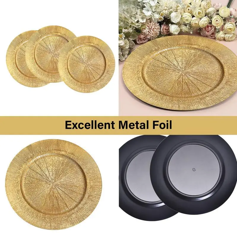 Gold Chargers Plates 13 Inch Golden Charger Plate Decorative Charger Plates 100 Pieces Tableware Dish for Wedding Events