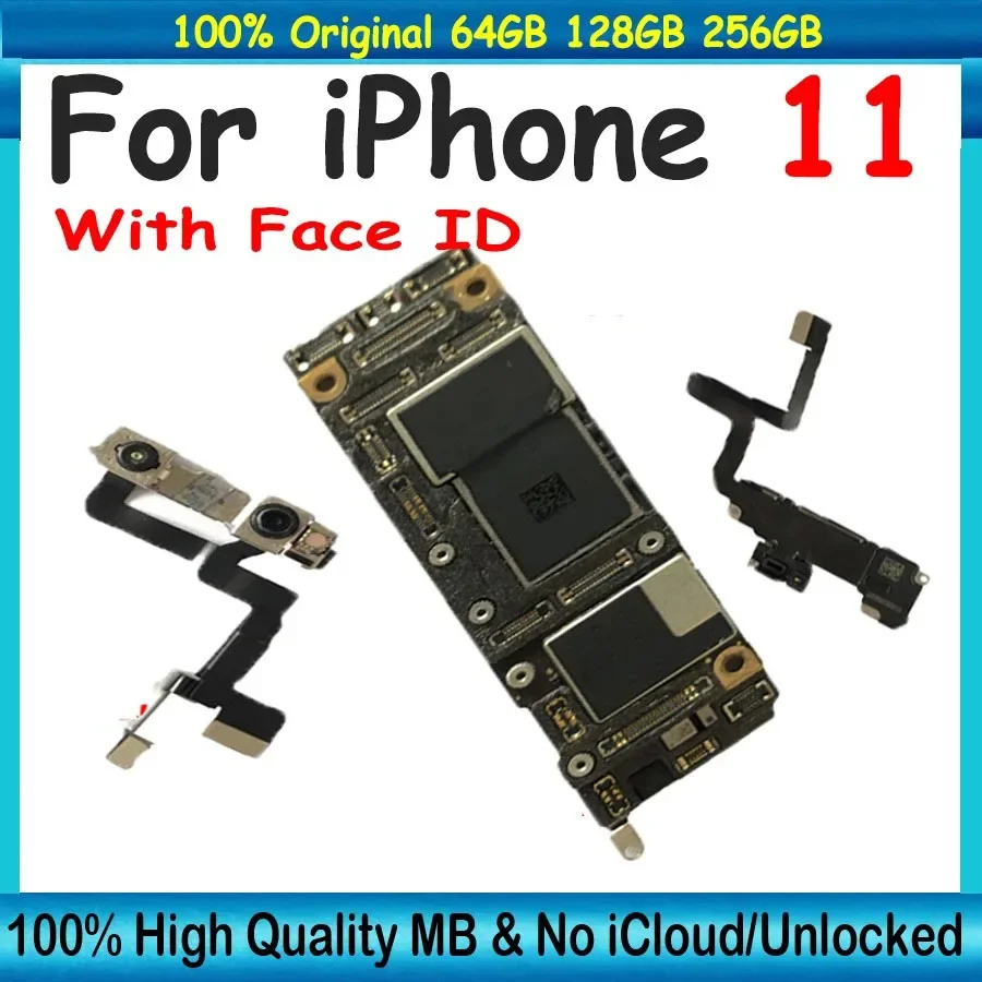 Original Unlocked For iPhone 11 / 11 Pro Motherboard With Face ID Mainboard Clean iCloud For iPhone Pro Full Chips Plate iphone motherboard mobile motherboard cell phone parts