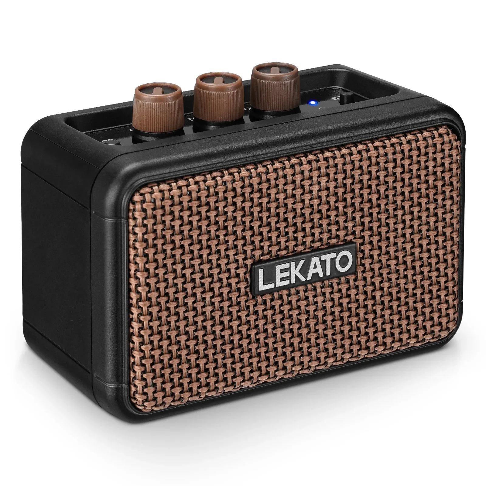 Lekato Mini Guitar Amp Electric Guitar Amplifier 5W Portable Practice Amp Dual Speakers Clean Overdrive Effect