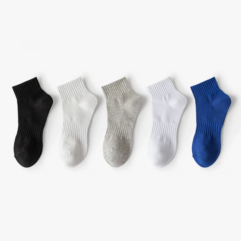 

5Pairs 100% Pure Cotton Socks Men Solid Short Socks Man Fashion Sport Socks Male Calcetines Meias