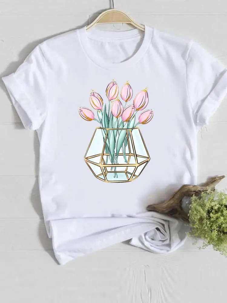 

Flower Watercolor 90s Trend Ladies Casual Clothing Women T Clothes Short Sleeve Print T-shirts Fashion Female Graphic Tee