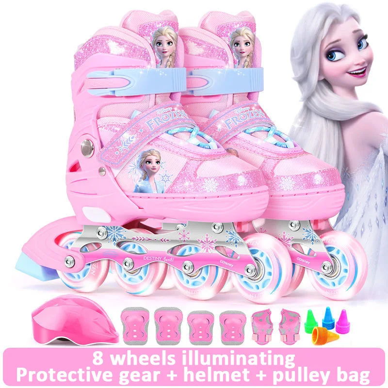 

Frozen Kids 4 Size Adjustable Roller Skates for Girls Boys Toddler Roller Shoes with Luminous Wheels for Birthday Xmas Gifts