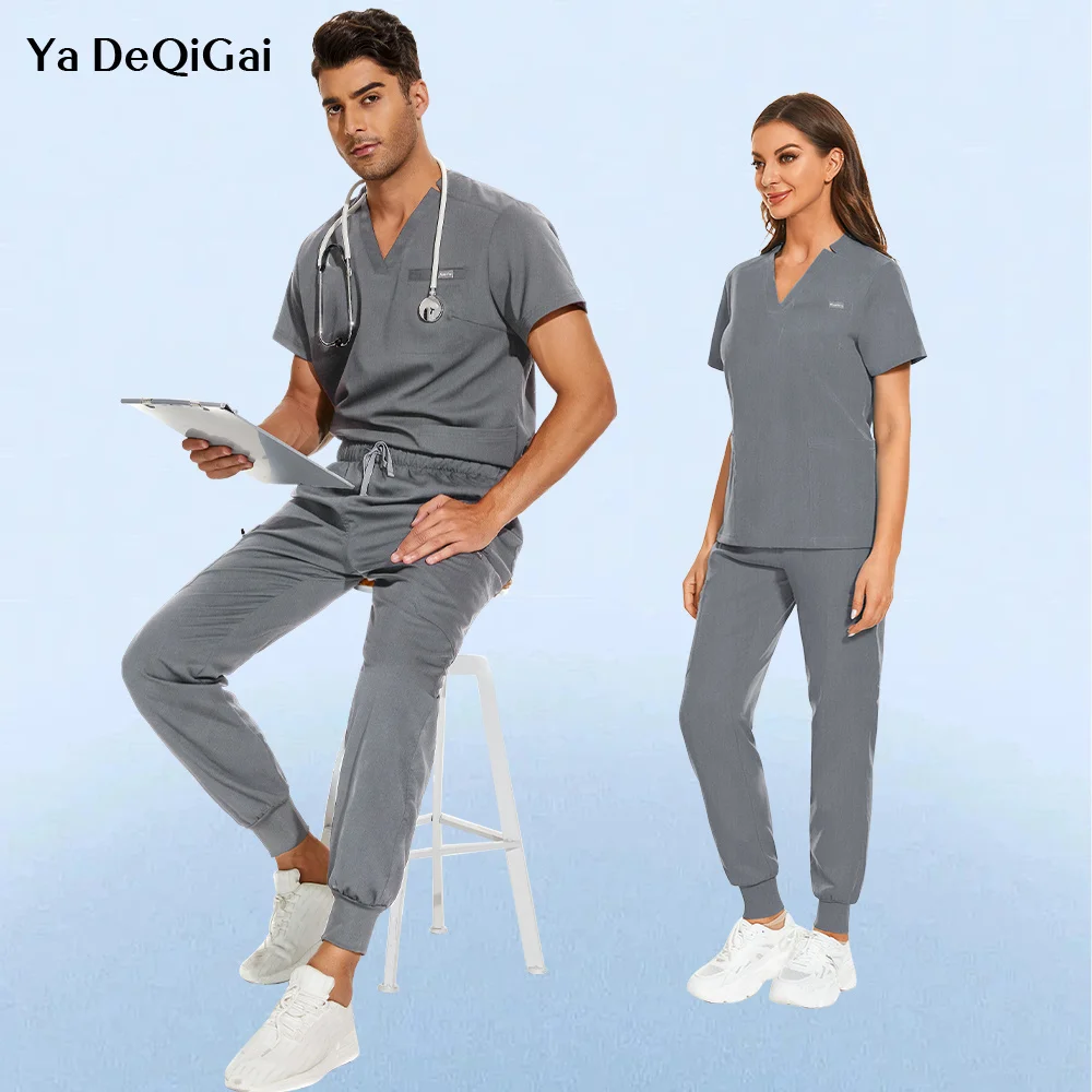 

Summer Men's Medical Clothes Unisex Nurse Doctor Scrubs Suits Lab Uniform Hospital Work Clothing Short Sleeve Beautician Sets