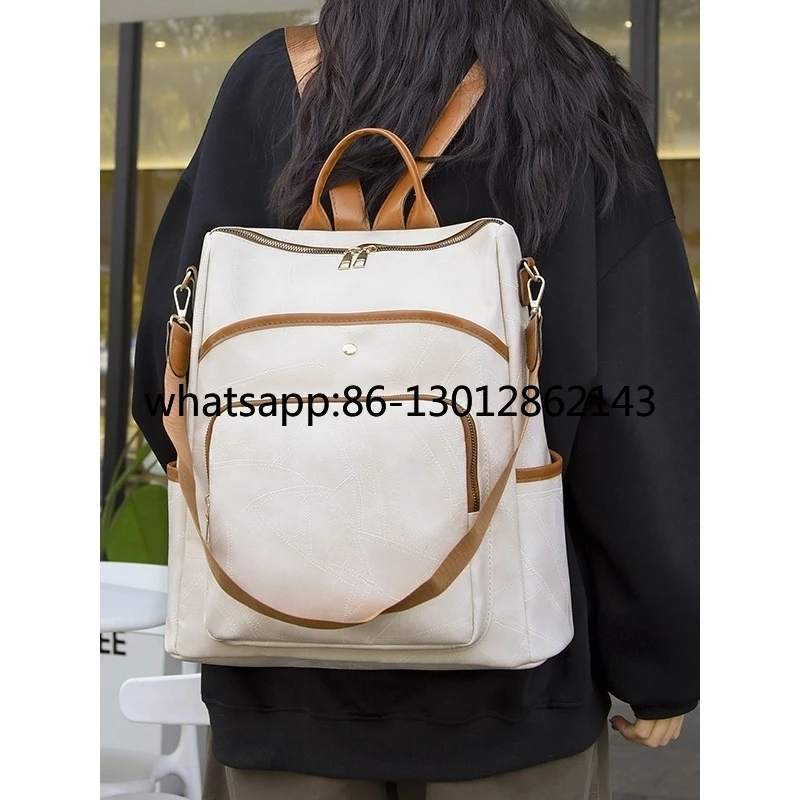 Large capacity women's bag new street trend retro PU going out backpack