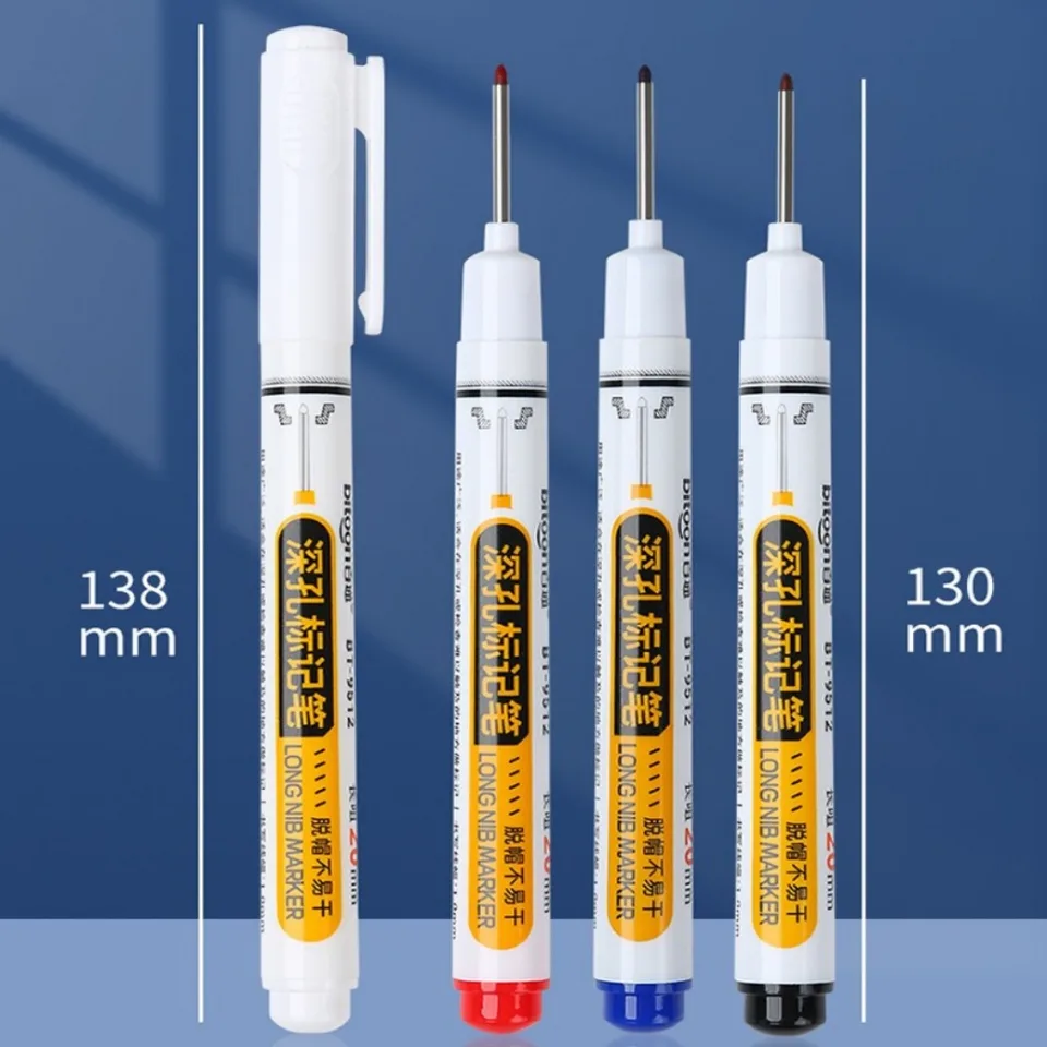 Marqueur De Trou Profond GINVF - 3 Couleurs - Plume 20mm Imperméable - Pour Menuiserie Et Métal