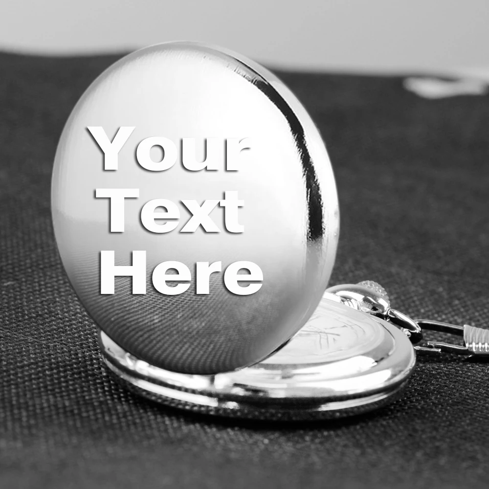 Custom Personalized Your LOGO Name Text FOB Quartz Pocket Watch Vintage Clock Bestman Groom Wedding Gift Anniversary Presents