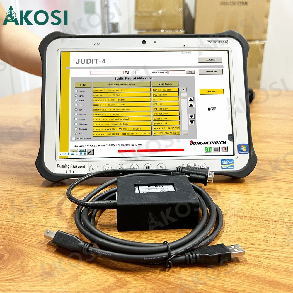 

V4.37 For Judit Incado Box Forklift Diagnostic Kit Scanner Jungheinrich JUDIT 4 +FZ G1 tablet Ready to use