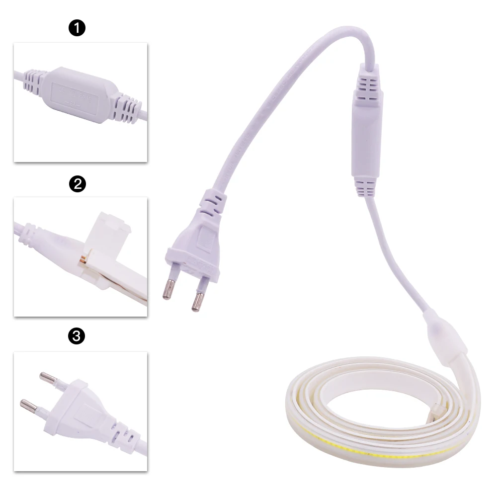 Description Picture 3 of item220V High Voltage LED Strip Light EU Power Supply For 288 360Led COB Led Strip Power Plug Lighting Accessories