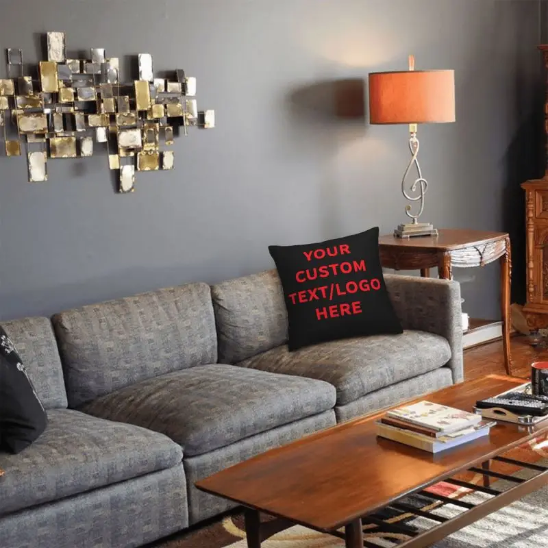 Custom Fashion Your Custom Text Logo Photo Here Cushion Covers 40x40cm Polyester Pillow for Sofa Square Pillowcase 4