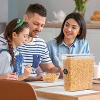 4L Cereal Storage Containers with Lids 1/2/4pcs Airtight Food Moistureproof Tank with Label Stickers Kitchen Organization Box 2