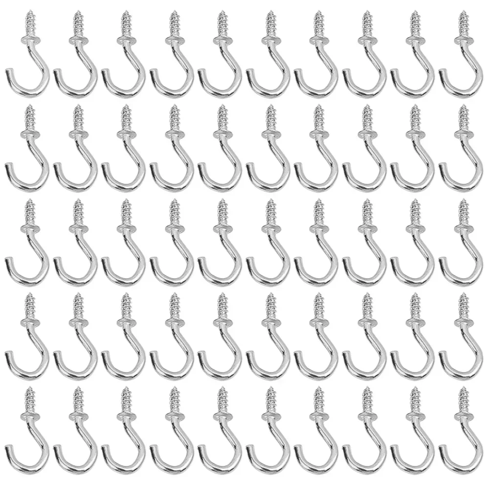 thumbnail image 1 of 50/300 piezas Mini tornillos gancho cadena luces colgantes S tornillos gancho techo gabinete pared soporte para almacenamiento en el hogar gancho de metal, 1 of 5