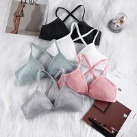 Soutiens-gorge en coton confortables pour femmes, style fin, bralette sans doublure, sexy, coupe triangle en V profond, dos croisé, soutien-gorge de beauté 2