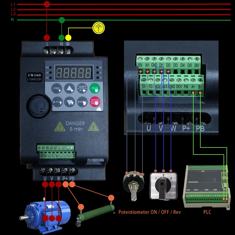 220V 380V Variable Frequency Drive Economical Converter Inverter 0.75/1.5/2.2/4/5.5KW Motor Speed Controller suswe-310
