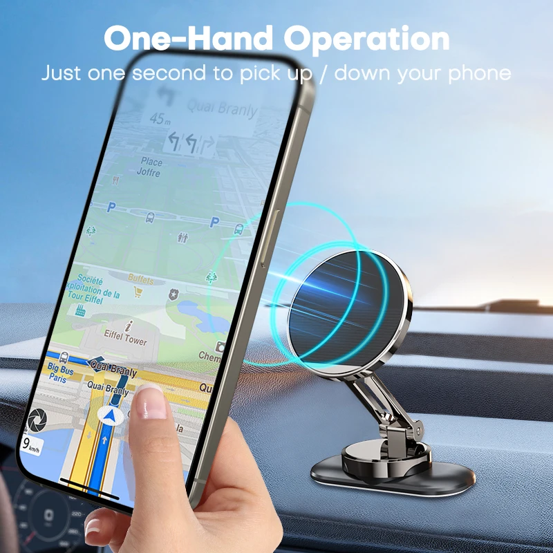 QOOVI Magnetische Autotelefonhalterung, 360-Grad-Armaturenbrett, faltbare Halterung, GPS, iPhone, Samsung, POCO - Image 5