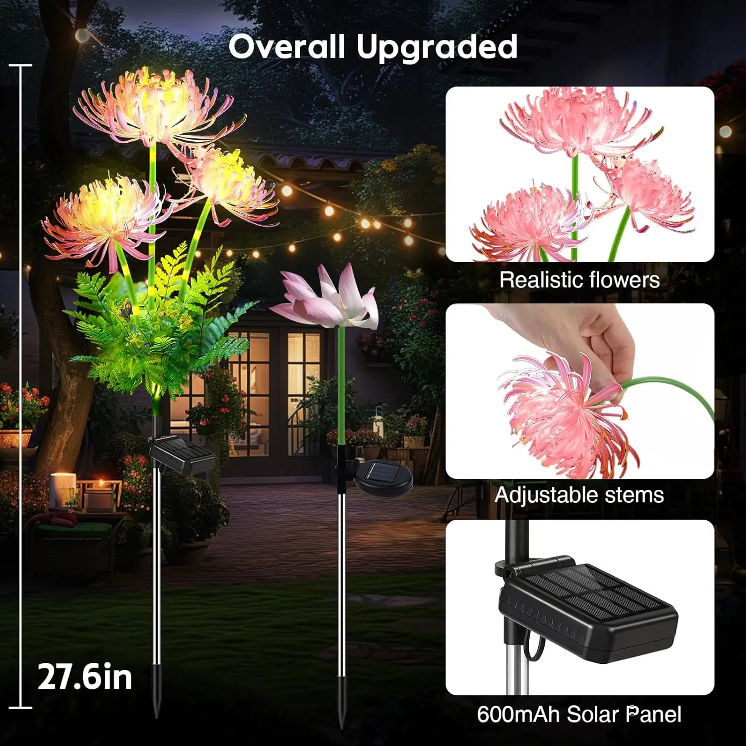 Outdoor IP65 Waterproof Garden Lights LED Solar Flower Light for Pathway Yard Lawn Backyard Home Decoration Solar Landscape Lamp 3