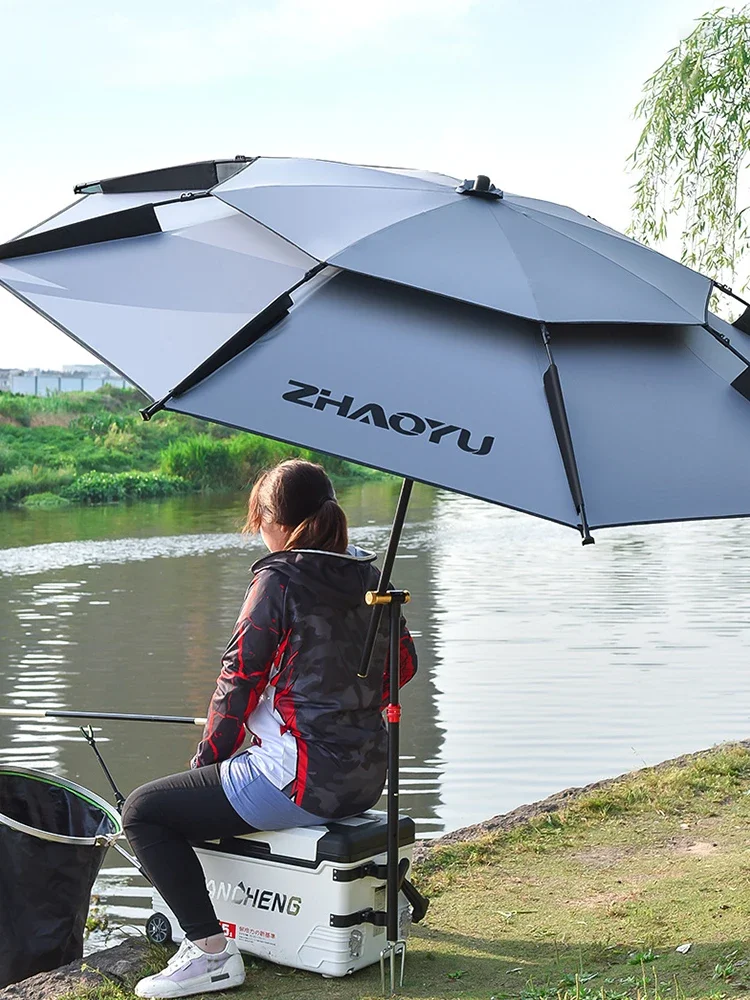 Large Parasol Fishing Umbrella Double Layer Folding Beach Umbrella Outdoor Fishing Parasol Windproof beach umbrella