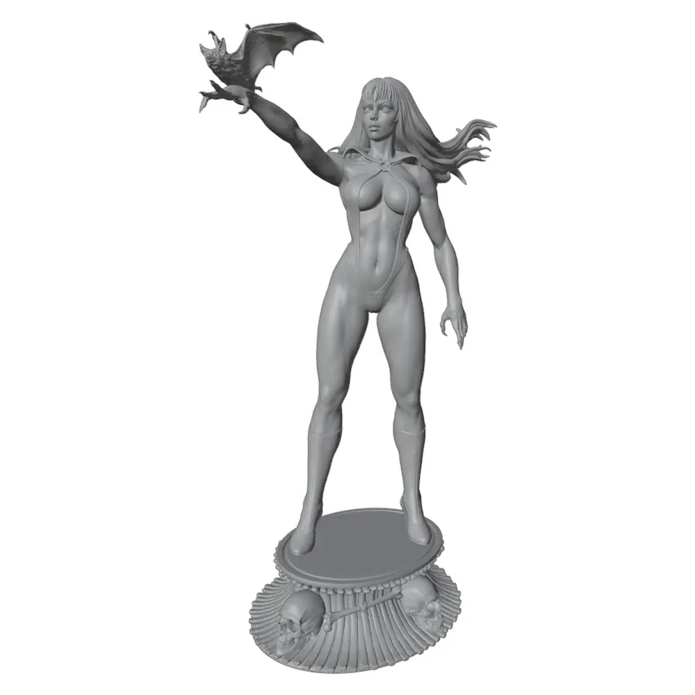 1/24 Anime Character DIY Unassembled Miniature Figurine - Gray 3D Printed Collectible Statue
