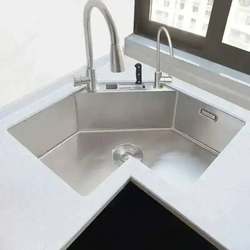 อ่างล้างจานมุมเดี่ยว รุ่นพิเศษ ทันสมัย สแตนเลส อ่างล้างจานครัวขนาดเล็ก อ่างล้างจานสำหรับอพาร์ทเมนต์ขนาดใหญ่ อ่างล้างจานครัวรูปตัว L พร้อมอุปกรณ์เสริม 1 อ่างล้างจานมุมเดี่ยว รุ่นพิเศษ ทันสมัย สแตนเลส อ่างล้างจานครัวขนาดเล็ก อ่างล้างจานสำหรับอพาร์ทเมนต์ขนาดใหญ่ อ่างล้างจานครัวรูปตัว L พร้อมอุปกรณ์เสริม 1