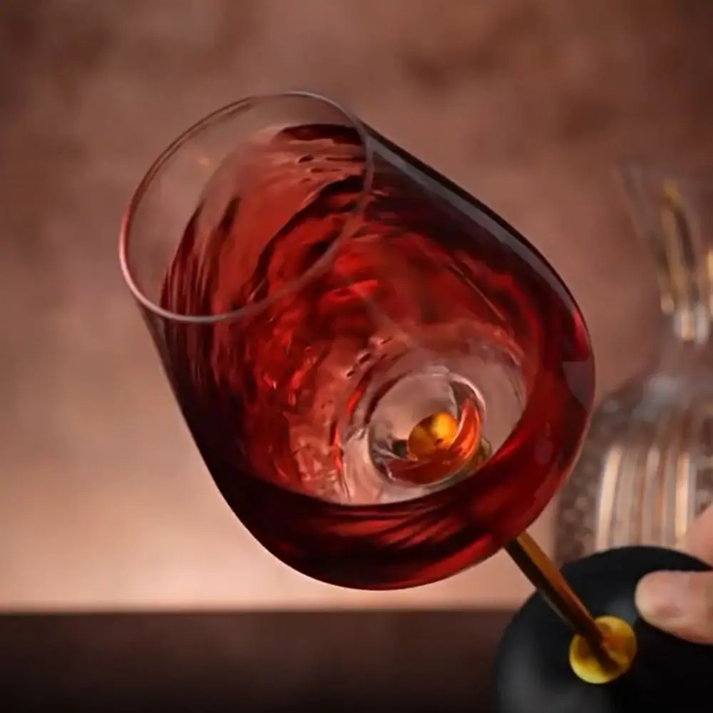 Clear Rotating Glass Wine Glasses Ergonomic Holder 500ml Crystal Goblet Thickened Base Wine Decanter Glass Cup Cocktails