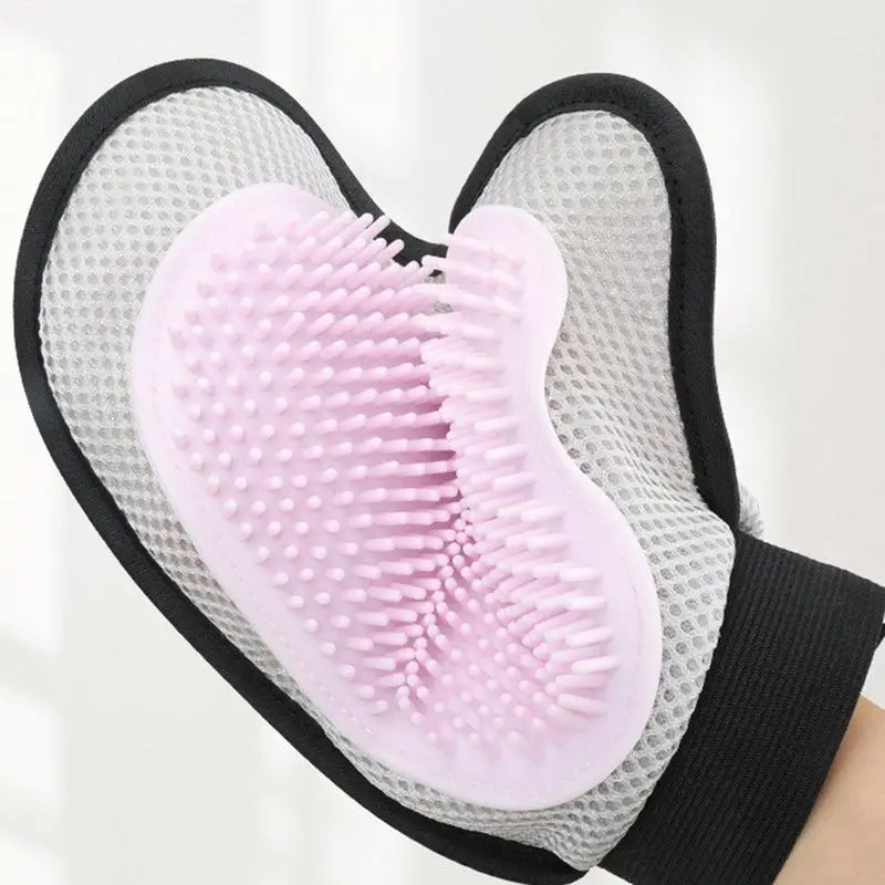 Pet Grooming Gloves Kitten Washing Mitten Washable Puppy Scrubber High-Density Pet Hair Remover for Bathing Grooming Supplies