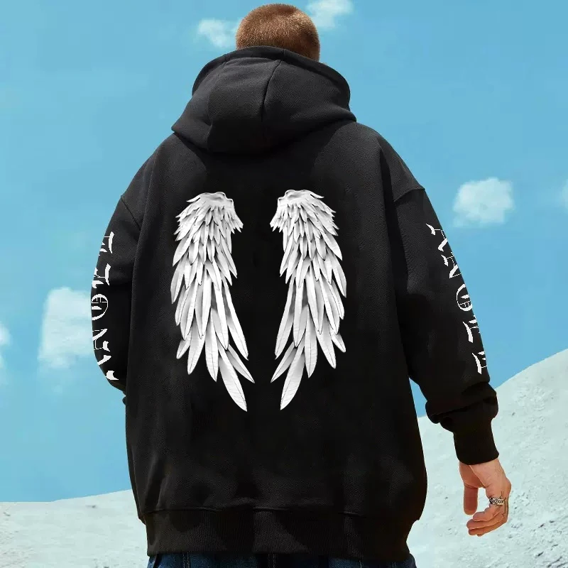 Angel Wings Personality Pattern Female And Man Hoodies Harajuku