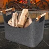 Felt Basket Firewood Box with Wooden Handles Foldable Wood Basket for Firewood Wood Newspapers Clothes Storage Basket 2
