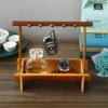 Natural Walnut Jewelry Holder Bracelet Earrings Necklace Watch Jewelry Organizer Holder Stand with Bamboo Base Rack Hanger 1